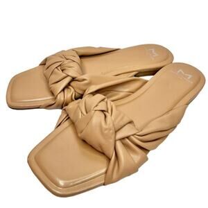 Marc Fisher Sandals Size 8.5 Tan Square Open Toe Knot Detail‎